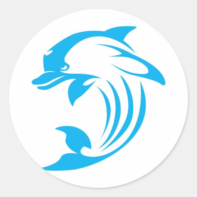 Pegatina Redonda Logotipo del delfín azul personalizado (Anverso)