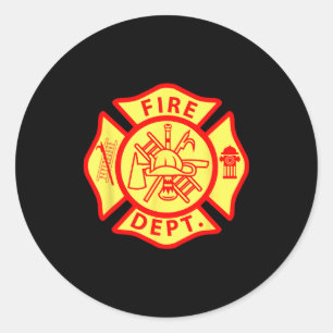 Pegatina Redonda Logotipo del Departamento de Bomberos Símbolo Unif