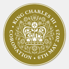 Pegatina Redonda Logotipo del emblema de la coronación del Reino Un
