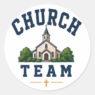 Pegatina Redonda Logotipo del equipo de la iglesia para ropa de vol