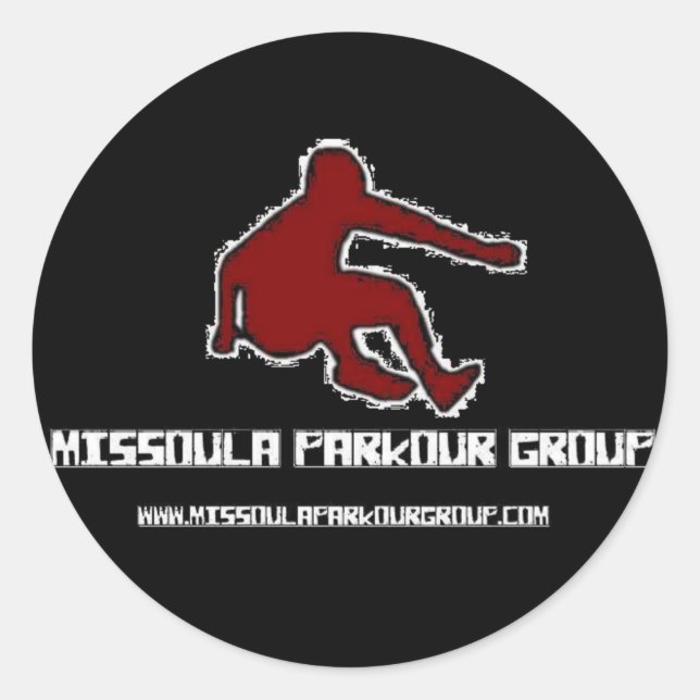 Pegatina Redonda Logotipo del grupo Missoula Parkour (Anverso)