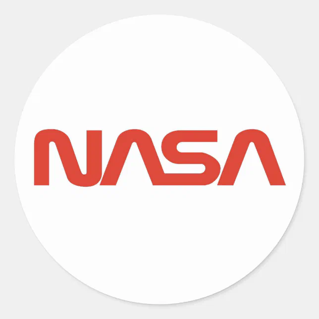Pegatina Redonda Logotipo del gusano rojo de la NASA