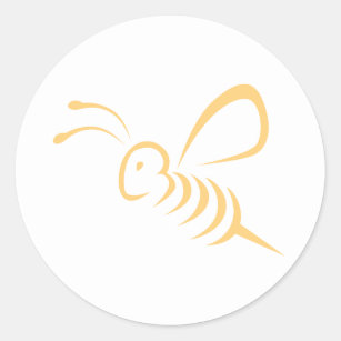 Pegatina Redonda Logotipo del insecto de la abeja del vuelo