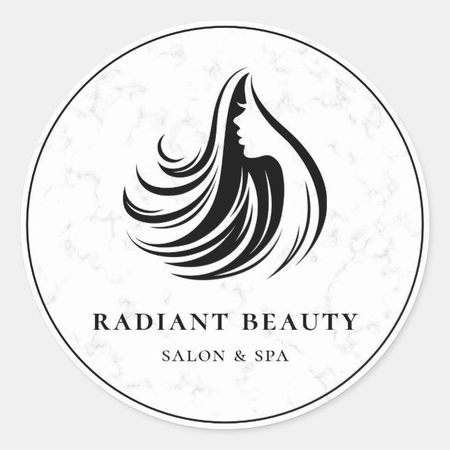 Pegatina Redonda Logotipo del Moderno Marble Hair Salon Spa (Anverso)