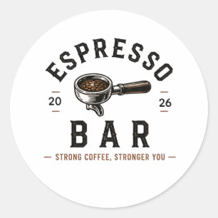 Pegatina Redonda ☕ Logotipo del personal de la tienda de café de la