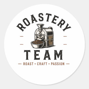 Pegatina Redonda ☕ Logotipo del personal de tostador de café del eq