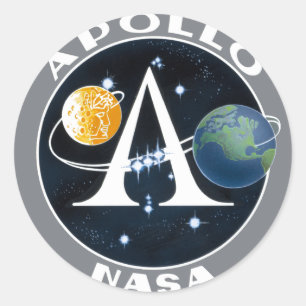 Pegatina Redonda Logotipo del Programa Apolo