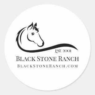 Pegatina Redonda Logotipo del rancho de caballos marca estable ecue