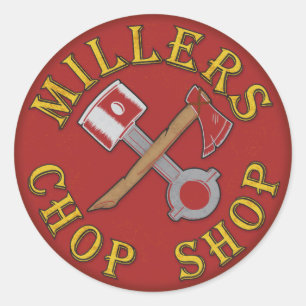 Pegatina Redonda Logotipo del rojo del coche de bomberos