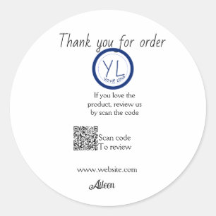 Pegatina Redonda logotipo del sitio web de código QR de revisión de