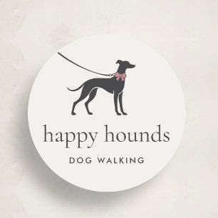 Pegatina Redonda Logotipo elegante y clásico de paseador de perros