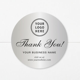 Pegatina Redonda Logotipo empresarial elegante escritura plata grac