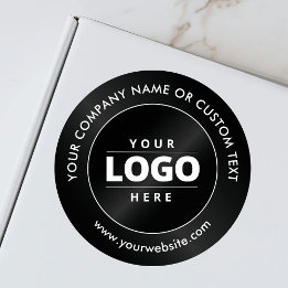Pegatina Redonda Logotipo Empresarial Lujo Mínimo Negro Envío