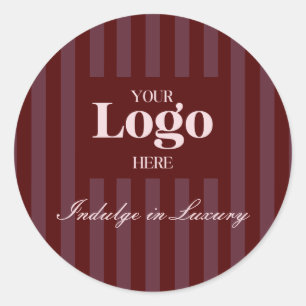 Pegatina Redonda Logotipo Empresarial Lujoso Rayas Burgundy