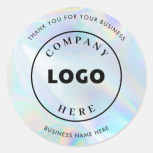 Pegatina Redonda Logotipo Empresarial Moderno Holográfico Personali