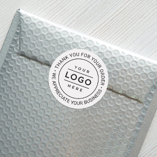 Pegatina Redonda Logotipo Empresarial Personalizado de Agradecimien