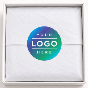 Pegatina Redonda Logotipo Empresarial Personalizado de Color Comple