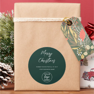 Pegatina Redonda Logotipo Empresarial Personalizado Feliz Navidad