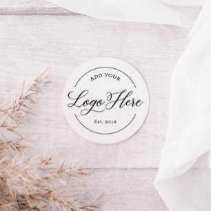 Pegatina Redonda Logotipo Empresarial Personalizado Moderno Blanco