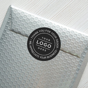 Pegatina Redonda Logotipo Empresarial Personalizado Negro Gracias p
