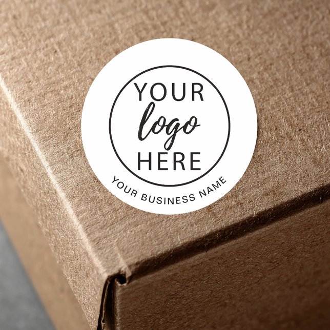 Pegatina Redonda Logotipo Empresarial Personalizado Simple (Simple Business Logo Custom Classic Round Sticker)