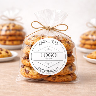 Pegatina Redonda Logotipo Empresarial Simple Grande Personalizable 