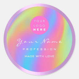 Pegatina Redonda Logotipo Eyelash Makeup SPA Holograph Body Cosmeti