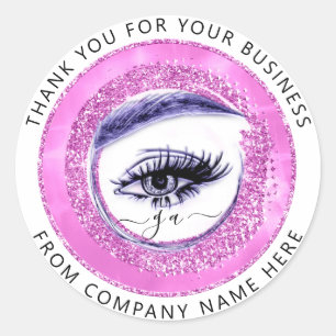 Pegatina Redonda Logotipo Eyelash Nombre Holograma Gracias Monogram