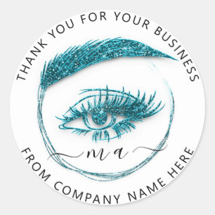 Pegatina Redonda Logotipo Eyelash Nombre Holograma Gracias Purpurin
