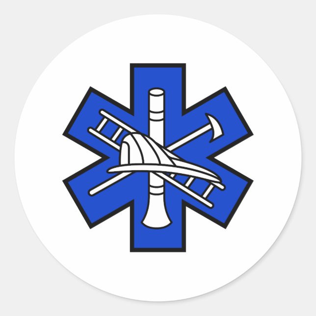 Pegatina Redonda Logotipo Fire and EMS (Anverso)