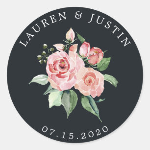 Pegatina Redonda logotipo floral elegante de flor de medianoche Peg