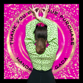 Pegatina Redonda Logotipo Gracias Confetti De Oro Rosa Hechos A Man