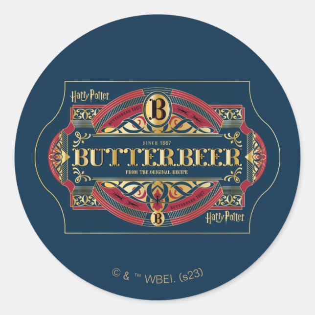 Pegatina Redonda Logotipo horizontal BUTTERBEER™ (Anverso)