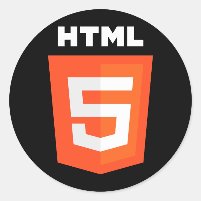 Pegatina Redonda Logotipo HTML 5 (Anverso)