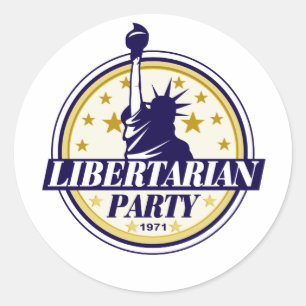 Pegatina Redonda logotipo libertario del fiesta