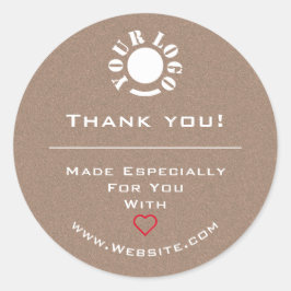 Pegatina Redonda Logotipo minimalista de Corazón Rojo Vintage