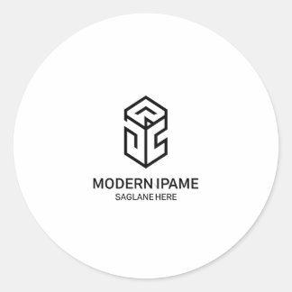 Pegatina Redonda Logotipo minimalista de negocios moderno en blanco