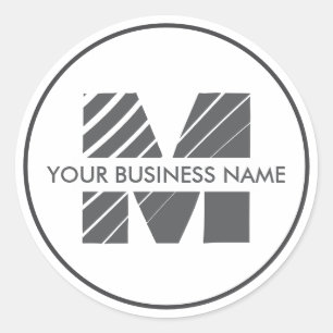 Pegatina Redonda Logotipo mínimo del Monograma de Negocio Blanco Ne