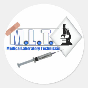 PEGATINA REDONDA LOGOTIPO MLT CON/ MICROSCOPE - TECNOLOGÍA DE LABOR