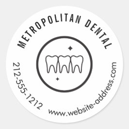 Pegatina Redonda Logotipo moderno Dentist Teeth Black