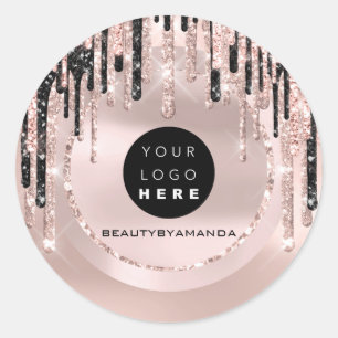Pegatina Redonda Logotipo Nombre Maquillador Corporativo  Goteo Ros