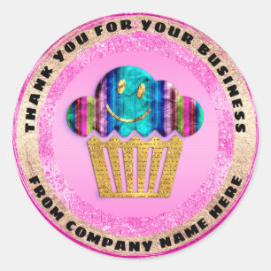 Pegatina Redonda Logotipo Panadería de México Gracias Pastel de Pat