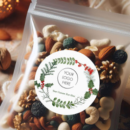 Pegatina Redonda Logotipo Pequeño Comercialización Felices Fiestas