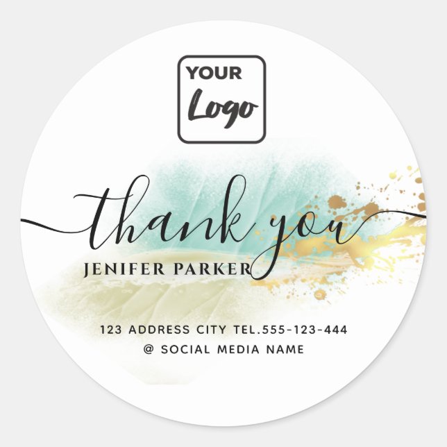 Pegatina Redonda logotipo personalizado de tinta al alcohol contemp (Anverso)