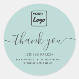 Pegatina Redonda Logotipo personalizado minimalista simple gracias 