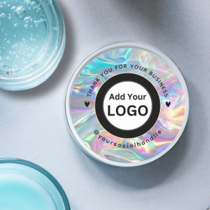 Pegatina Redonda Logotipo Personalizado Nombre Social Holograma Gra