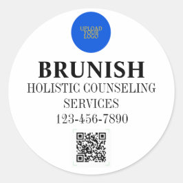 Pegatina Redonda Logotipo personalizado Y QR