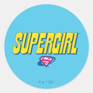Pegatina Redonda Logotipo Pop de Supergirl