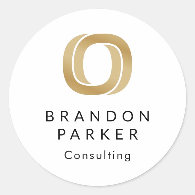 Pegatina Redonda Logotipo profesional simple de oro en negro (Anverso)