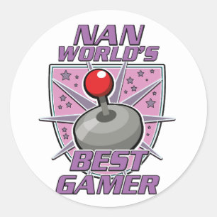 Pegatina Redonda Logotipo retro del mejor jugador de Nan World